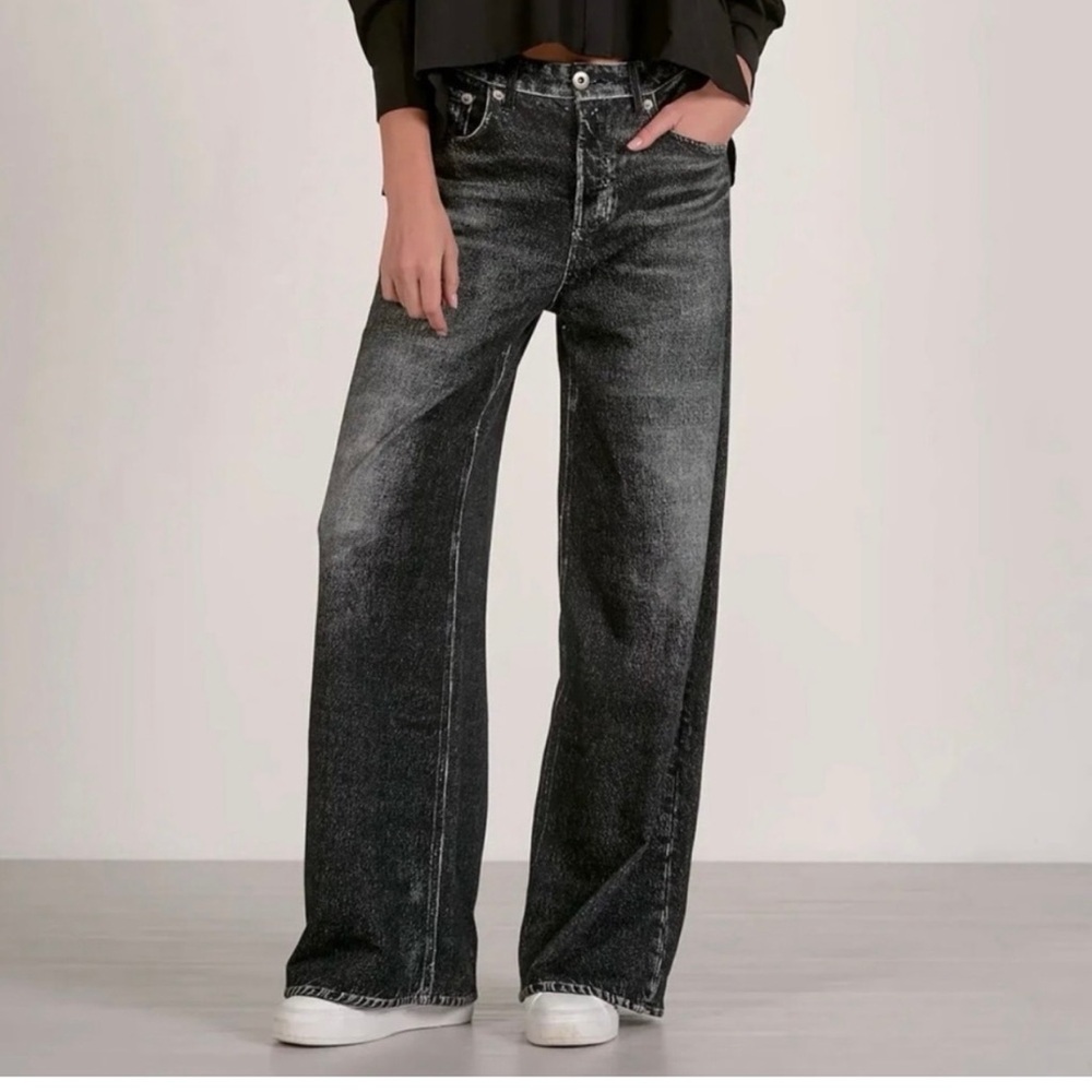 Elan Black Sweatpant High-Rise Jeans